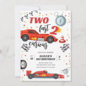 Two Fast Race Car Boy 2nd Birthday Invitation Einladung (Vorderseite)