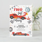 Two Fast Race Car Boy 2nd Birthday Invitation Einladung (Stehend Vorderseite)