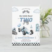 Two Fast Race Car Boy 2nd Birthday Invitation Einladung (Stehend Vorderseite)