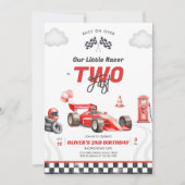Two Fast Race Car Boy 2nd Birthday Invitation Einladung (Vorderseite)