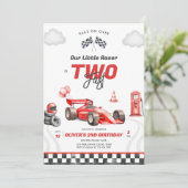 Two Fast Race Car Boy 2nd Birthday Invitation Einladung (Stehend Vorderseite)