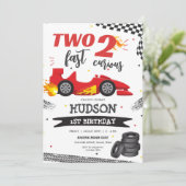 Two Fast Race Car Boy 2nd Birthday Invitation Einladung (Stehend Vorderseite)