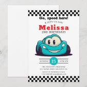 Two Fast Race Car Boy 2nd Birthday Party Einladung (Vorne/Hinten)