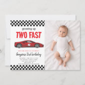 Two Fast Race Car Boy 2nd Birthday Party Einladung (Vorderseite)