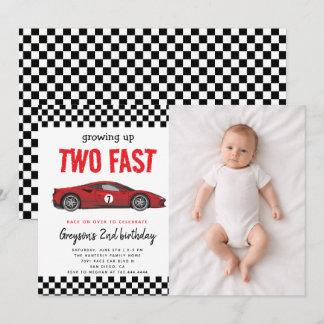 Two Fast Race Car Boy 2nd Birthday Party Einladung