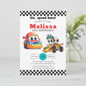 Two Fast Race Car Boy 2nd Birthday Party Einladung (Stehend Vorderseite)