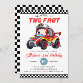 Two Fast Race Car Boy 2nd Birthday Party Einladung (Vorne/Hinten)