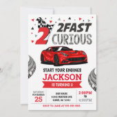 Two Fast Race Car Boy 2nd Birthday Party Einladung (Vorderseite)