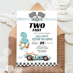 Two Fast Racing Car 2. Geburtstags-Einladung Einladung