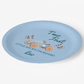 Two Fast Racing Car Boy 2nd Birthday Personalized Pappteller (Schrägansicht)