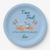 Two Fast Racing Car Boy 2nd Birthday Personalized Pappteller (Vorderseite)