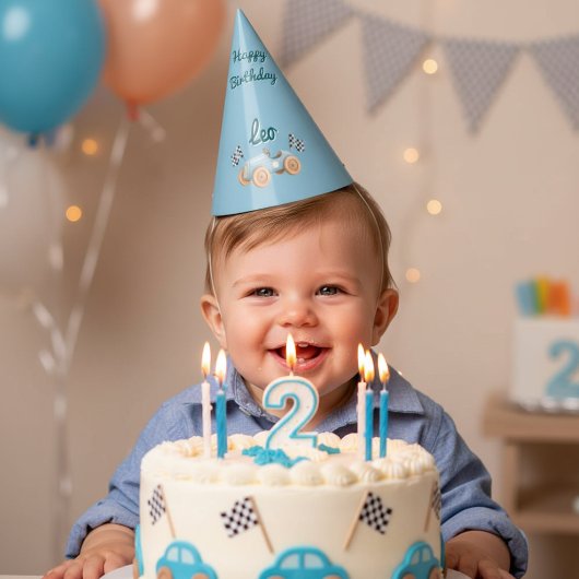 Two Fast Racing Car Boy 2nd Birthday Personalized  Partyhütchen