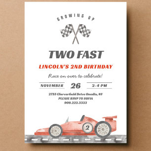 Two Fast Racing Car Vintage 2. Geburtstag Einladung