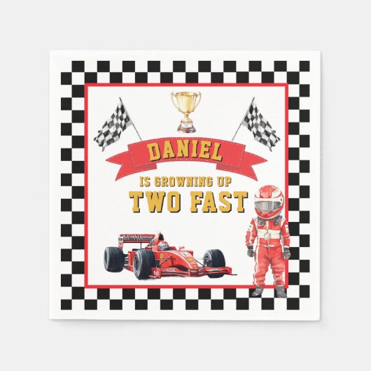 Two Fast Racing Theme Checkered Flag Party Serviette (Vorderseite)