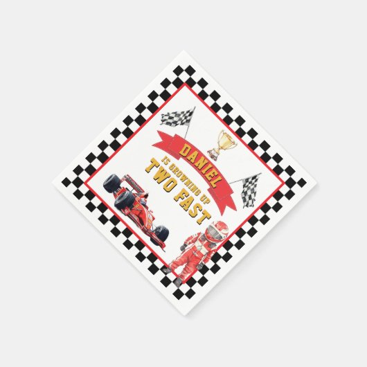 Two Fast Racing Theme Checkered Flag Party Serviette (Ecke)