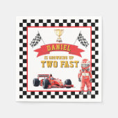 Two Fast Racing Theme Karierte Flaggen-Party Serviette (Vorderseite)