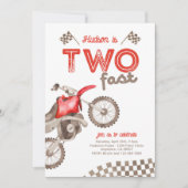 Two Fast Red Dirt Bike Invitation Einladung (Vorderseite)