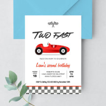 TWO Fast Vintage-Rennwagen 2. Geburtstagseinladung