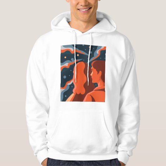 Two Figures Contemplating an Abstract Cosmic Scene Hoodie (Vorderseite)