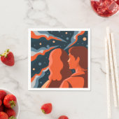 Two Figures Contemplating an Abstract Cosmic Scene Serviette (Beispiel)
