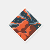 Two Figures Contemplating an Abstract Cosmic Scene Serviette (Ecke)
