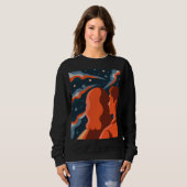 Two Figures Contemplating an Abstract Cosmic Scene Sweatshirt (Vorne ganz)