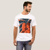 Two Figures Contemplating an Abstract Cosmic Scene T-Shirt (Vorne ganz)