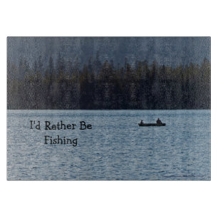 Two Fishermen in Boat on Lake Glass Schneidebrett
