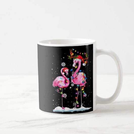 Two Flamingo With Santa Hat And Lights Merry Chris Kaffeetasse (Rechts)