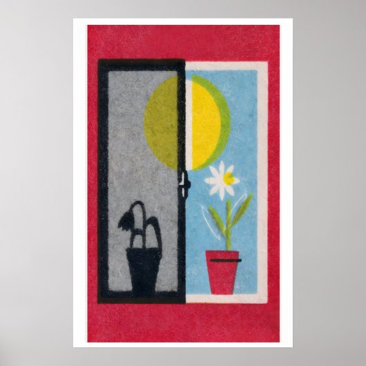 Two Flowers Matchbox Print Vintage Eastern Europe Poster (Vorne)