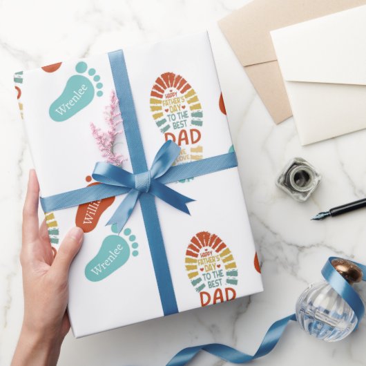 Two Footsteps Fatrhers Day Wrapping Paper Geschenkpapier (Schenken)