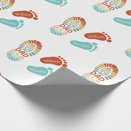 Two Footsteps Fatrhers Day Wrapping Paper Geschenkpapier (Ecke)