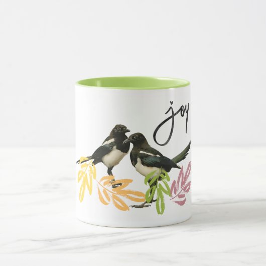 Two for Joy - Two Magpies mit floraler Akzent-Tass Tasse (Zentrum)