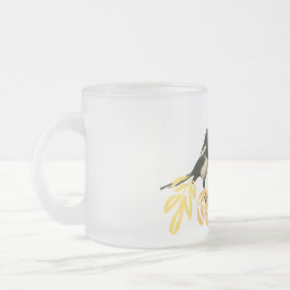 "Two for Joy" Zwei Magpies mit Blumenakzenten Mattglastasse