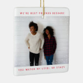 Two Foto von Bold Red Best Friend Snowfall Holiday Keramikornament (Rechts)