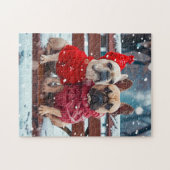 Two Frenchies In Winter Knitwear Puzzle (Horizontal)