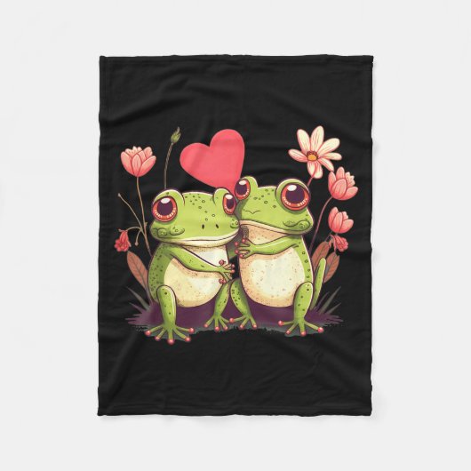 Two Frogs Valentines Day Love On Couple Frog Fleecedecke (Vorderseite)