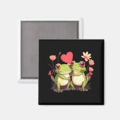 Two Frogs Valentines Day Love On Couple Frog Magnet (Vorderseite/Rückseite)