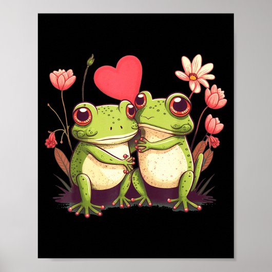 Two Frogs Valentines Day Love On Couple Frog Poster (Vorne)