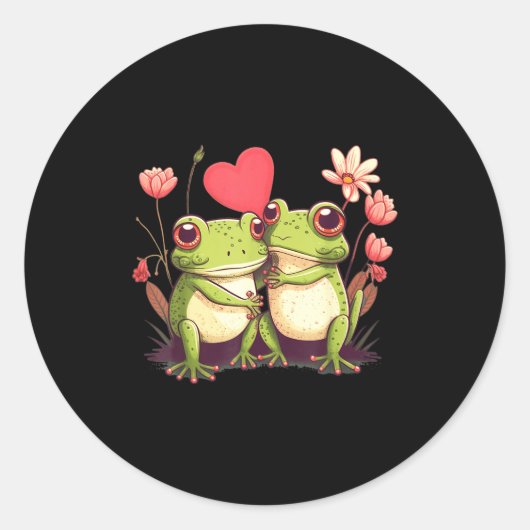 Two Frogs Valentines Day Love On Couple Frog Runder Aufkleber (Vorderseite)