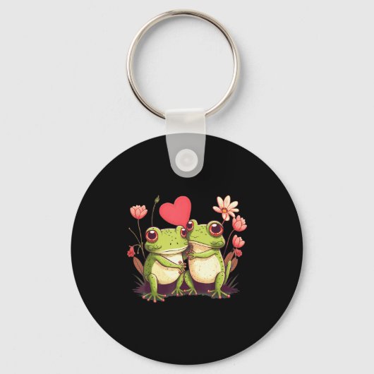 Two Frogs Valentines Day Love On Couple Frog  Schlüsselanhänger (Vorderseite)