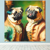 Two Funny Anthropomorphic Vintage Pug Leinwanddruck (Insitu (Holzboden))