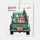 Two German Shepherd Dogs Retro Truck Christmas Keramikornament (Links)
