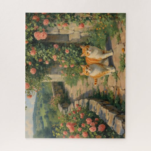 Two Ginger Cats walking along a path Puzzle (Vertikal)