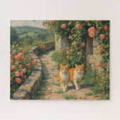 Two Ginger Cats walking along a path Puzzle (Horizontal)