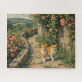 Two Ginger Cats walking along a path Puzzle