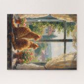 Two ginger staring out of a window   puzzle (Horizontal)