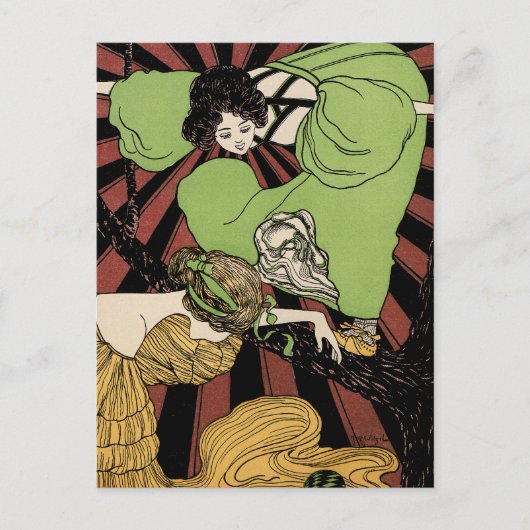 Two Girls - Art Nouveau - Jugendstil Postkarte (Vorderseite)