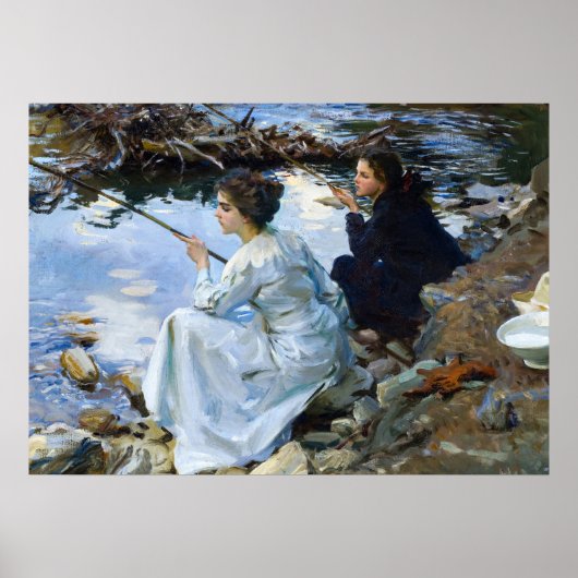 Two Girls Fishing, 1912 von John Singer Sargent Poster (Vorne)