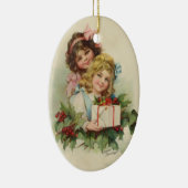 Two Girls Holly Gift - Francis Brundage Keramikornament (Rechts)